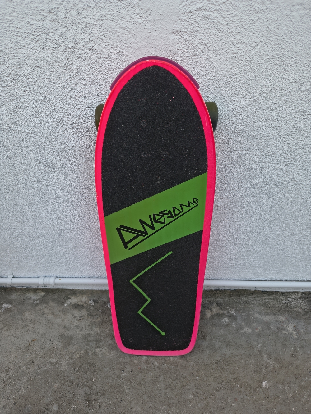 vintage 1980s Nash Red Line Awesome Skateboard featuring neon Pink colors